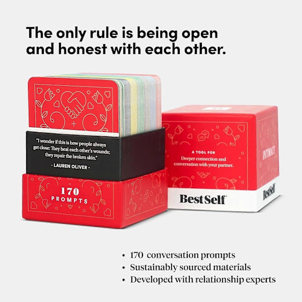 2025 Seneste Model BestSelf Intimacy Deck 150 Samtalestartere for Par - Perfekt