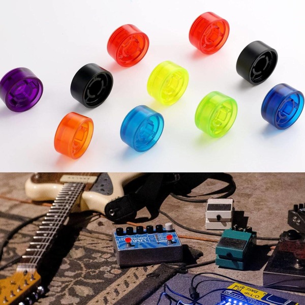 10-pack gitarreffekter Pedal Top Covers, gitarr skyddande mössor (8 färger) - Perfet