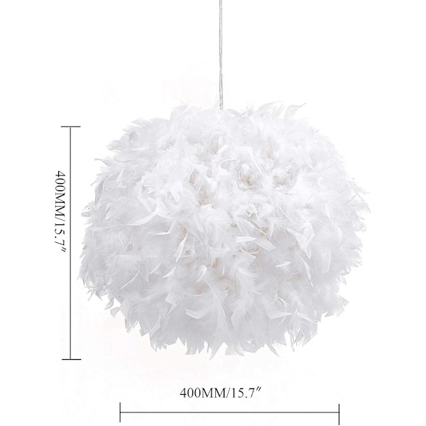 Fjerlet skærm til loftslampe. Fluffy lampe E27 - Perfekt