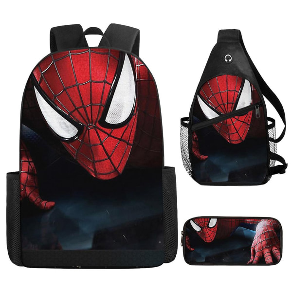 Spiderman børneskoletaske vandtæt tegneserie skoletaske grundskoletaske rygsæk i tre sæt - Perfet Style3