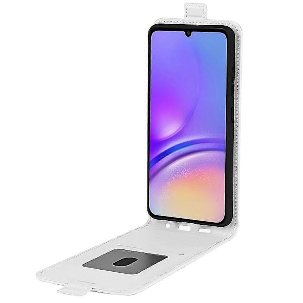 Kompatibel med R64 Tekstur Vertikal Flip Lær Telefonveske-Perfet White For Samsung Galaxy A05
