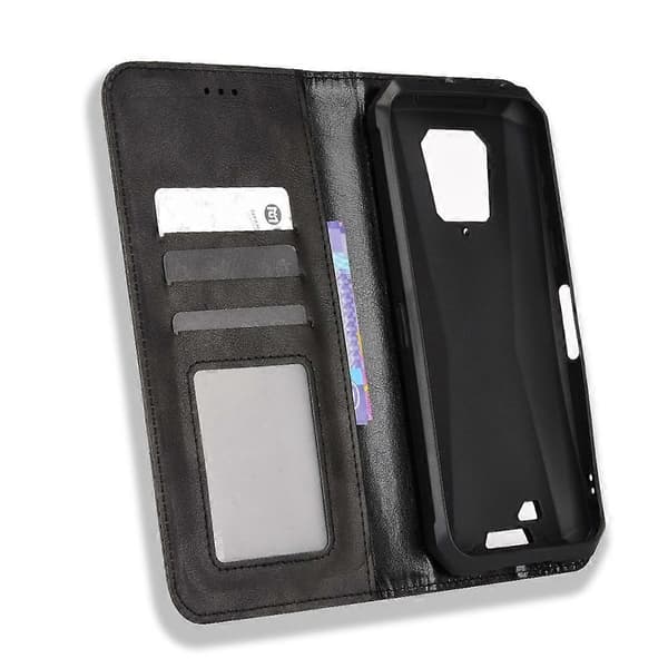 Kompatibel med Ulefone Armor 8 Magnetiskt Spänne Retro Textur Läder Telefonfodral - Perfekt Black