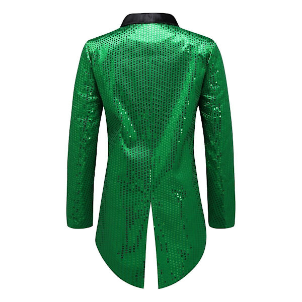Sliktaa Herre Paljett Svalehalefrakk Jakke Fest Show Tux Kjole Frakk - Perfekt Green 2XL