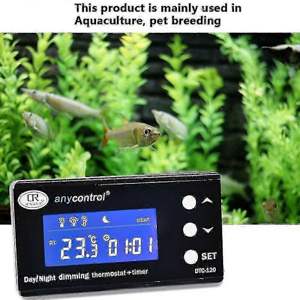 Temperaturregulator DTC-120 digital termostat for akvariumfisk tank dag og natt dimming termostat med stikkontaktregulator - Perfekt Us plug