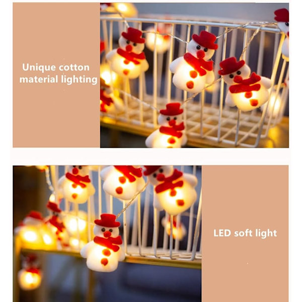 Christmas Snowman String Lights Julepynt 3m 20 LED lys med 2 lystilstande Christmas Snowman String Lights Christmas Home Garden Bedroom
