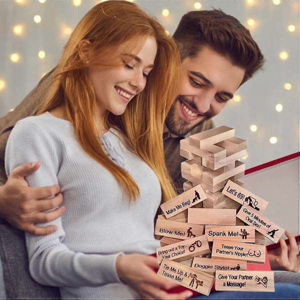 48-delars Super Naughty Block Tower Game för Vuxna Par - Aktivitet och Dejtkväll - Kreativt Blockspel - Perfekt