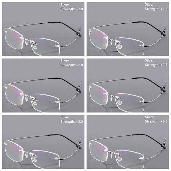 Læsebriller Brillehukommelse Titanium SØLV STYRKE-100 - Perfekt silver Strength-100