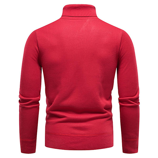 Yynuda Mænds Turtleneck Letvægts Slim Fit Trøje Casual Strikket Trøje - Perfet Red XS