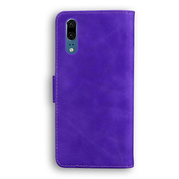 Yhteensopiva Huawei P20 kanssa, ihon tuntuinen, puhdasvärinen, läppä nahkainen puhelinkotelo - Perfet Purple
