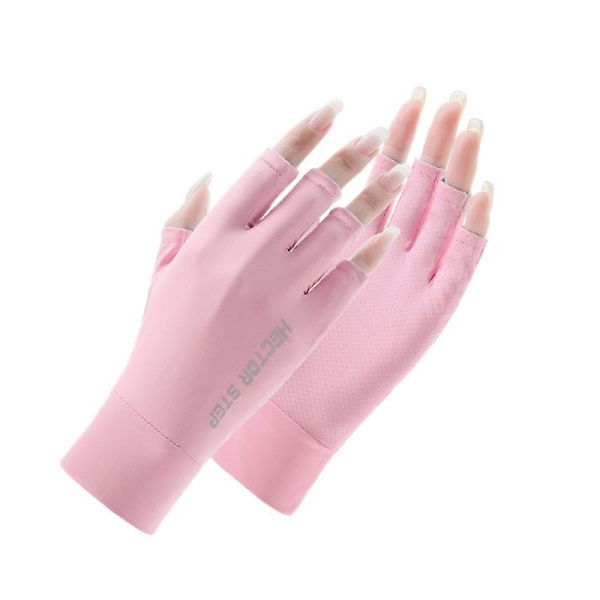 Fingerløse Solhandsker med UPF 50+ UV-Beskyttelse, til Kvinder - Fiskeri, Kørsel, Cykling, Vandreture - Perfekt Pink L