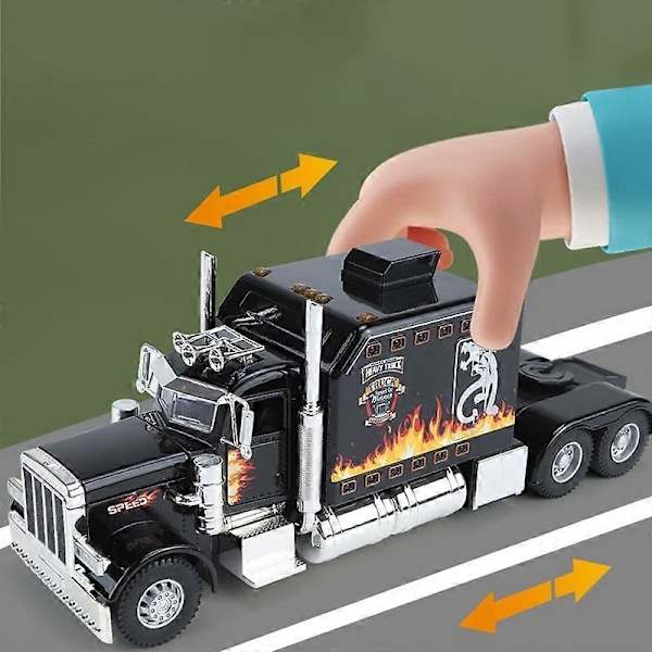 1:24 Peterbilt 389 Traktorikuorma-auton malliauto lelu valumuotti metallista äänellä ja valolla lapsille - Täydellinen Black
