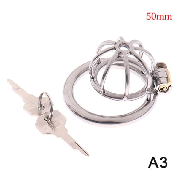 Rustfrit stål Metal Mand Chastity Cage Device Restraint Spike - Perfet 50mm