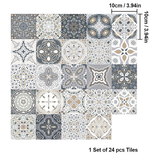 Grå Mosaik Kakel Stickers Golv Kök Badrum Väggdekoration- Perfet 10*10cm