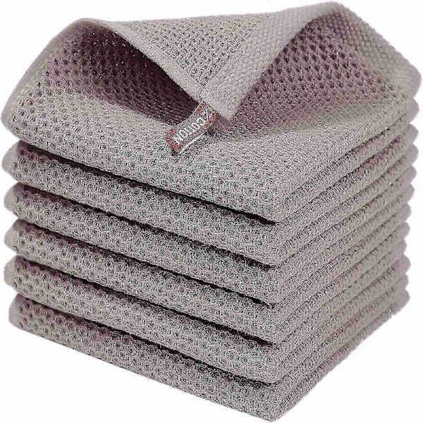 6-pack 100% Bomull Frotté Köksdukar - Hängögla för Disk och Köksrengöring - Perfekt Brown 34*34cm