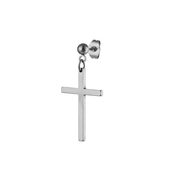 A Pair Mode Kvinnor Män Svart Punk Cross Hänge Brosk Dro - Perfet Silver