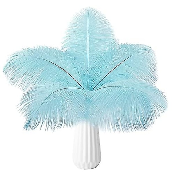 20 stk. Naturlige Strudsefjer i Bulk - Perfekt Sky Blue