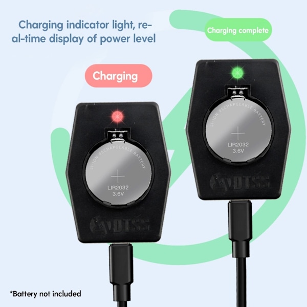 5-cell genopladelig knapcelle batteri med C-celle batterioplader Opladningsadapter til LIR2032, 2025 og 2016 batterier- Perfet Charger and LIR2032