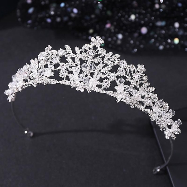 bröllopshuvudstycken lyxig legering mosaik med strass kristaller pannband för kvinnligt bröllopshår - Perfet Silver