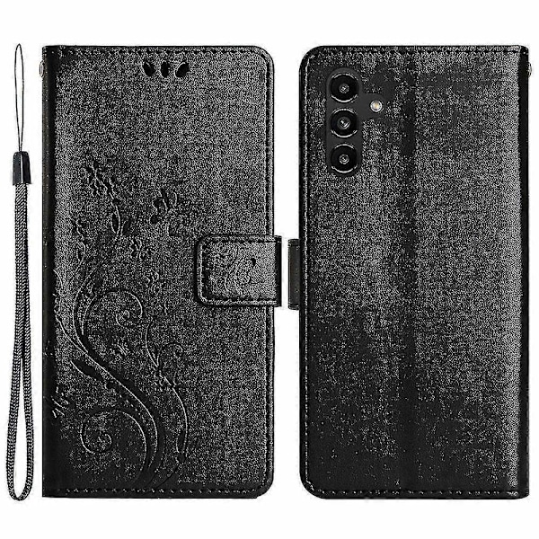 Kompatibel med Samsung Galaxy A55 5G Sommerfugl Læder Etui Telefon Cover med Stand Wallet-Perfet Black