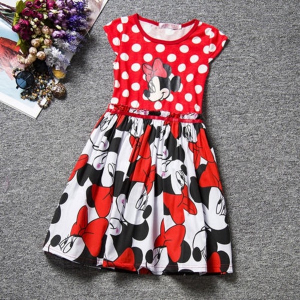 Disney Girls Minnie Mouse Dots Dress Princess tecknad kjol - Perfet A 90