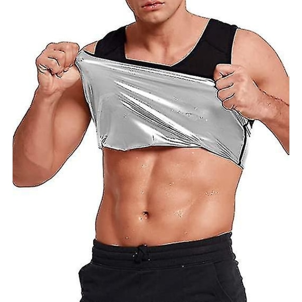 Sweat Sauna Vest Til Mænd Varmeafledende Polymer Vest Saunadragt Træningstanktop Pullover Taljetræner Body() - Perfet Silver S