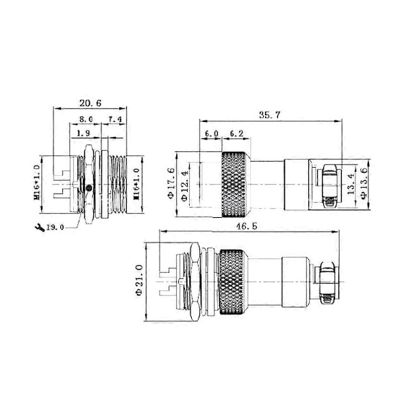 GX16 Vandtæt Luftfartsstik Stikdåse Sensor Encoder 2/3/4/5/6 Pin Ny-Perfekt