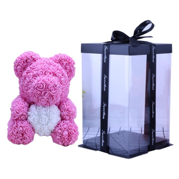 Konstgjorda Rosor Björnunge, Ros Teddybjörn, Blomsterbjörnunge, Evig Ros Evig Blomma för Fönsterdisplay, Jubileum Jul Alla Hjärtans Dag G Pink Bliss