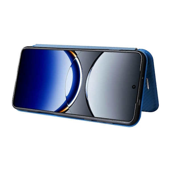 til Oppo Find X8 Pro 5G Etui Kulfibertekstur Stødsikkert PU Læder Telefoncover - Blå-Perfet Blue