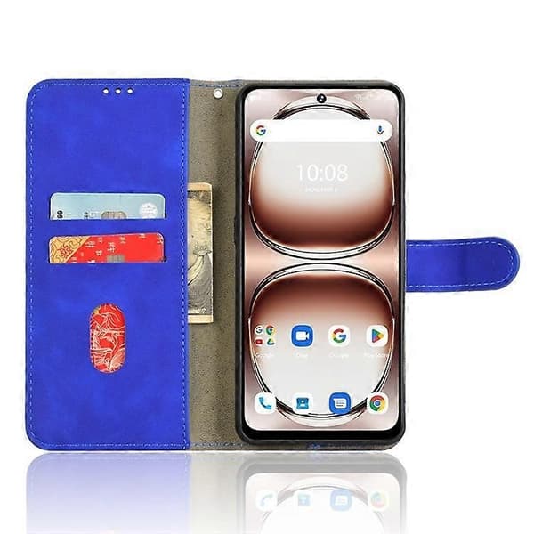för Umidigi Note 100 Läderfodral Hudkänsla Anti-Fall Plånbok Flip Telefonfodral - Perfekt Blue