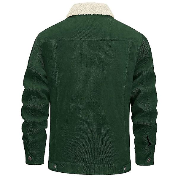 Herrar Jacka 2023 Ny Corduroy Krage Långärmad Plysch Lös Casual Herrjacka - Perfekt Dark green L