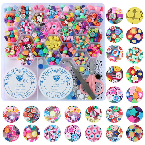 DIY Colorful Beads Set Käsintehdyt helmirannekorut, joissa valmistetaan tarvikkeita lasten tytöille 526PCS