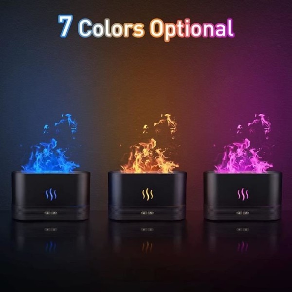 Farverig Flame Air Aroma Diffuser luftfugter til hjemmekontor med automatisk slukbeskyttelse 180ml - Perfet