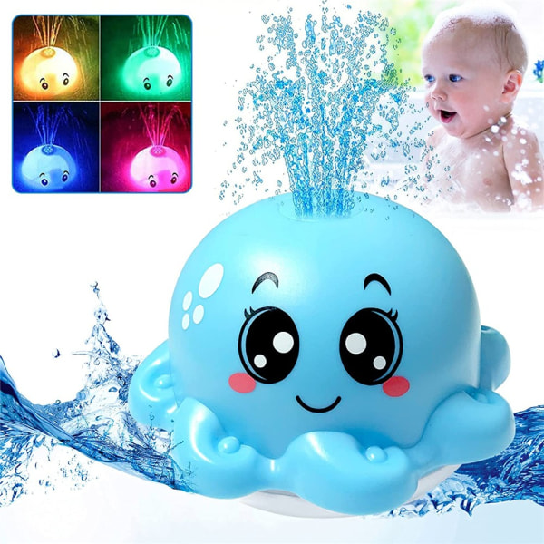 Baby Water Toy Squid Spray Pool Legetøj med Light - Perfet Blue