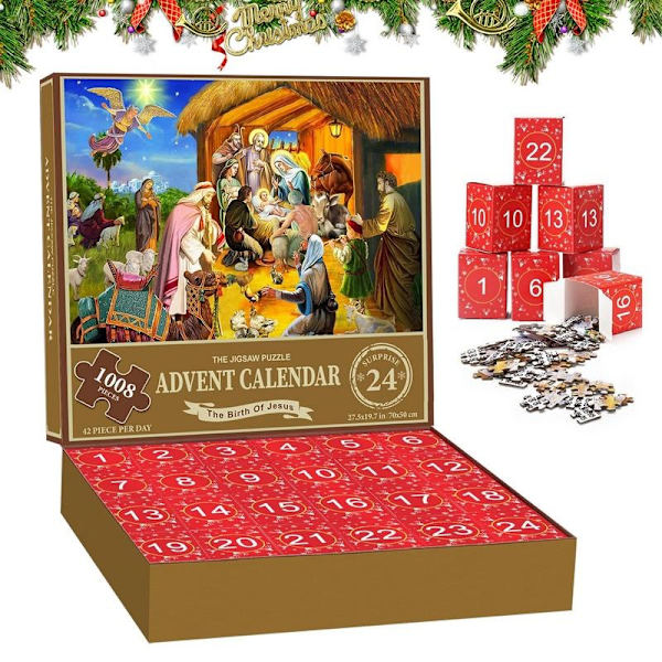 2023 adventskalenderpussel för barn och vuxna 1008 pusselbitar 24-dagars julnedräkningskalender Familjespel