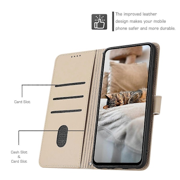 Nahkakotelo kaulanauhalla, yhteensopiva Motorola Moto G85-Perfetin kanssa Beige
