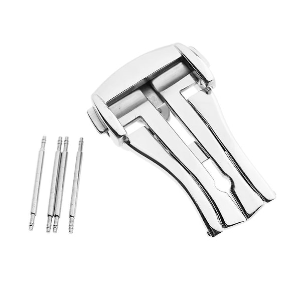 Rostfritt stål Tryck Vikbart Lås Spänne Silver - 16mm-Perfet