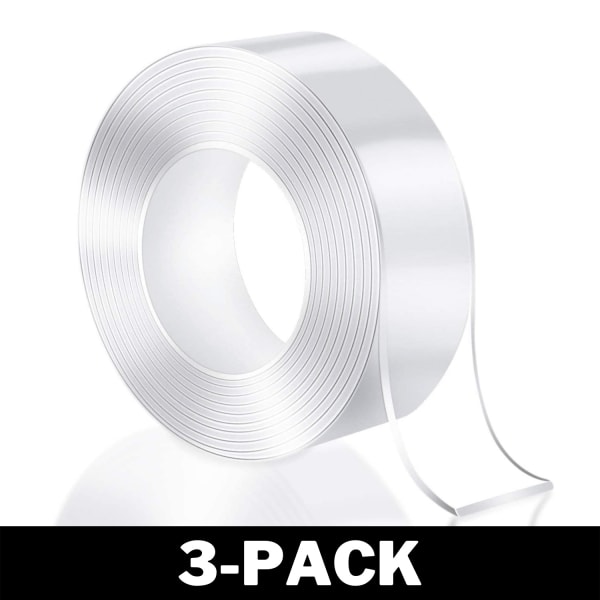 Genanvendelig Nano Tape Dobbeltsidet Transparent 2 m - Perfet 3-Pack