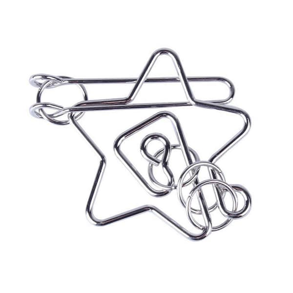 3D Puzzle Interlink Ringe Låst Op Spænde Labyrint Legetøj Dekomprimerende Rustfrit Metal Ringe Fidgets Hjernevrider til Studerende-Perfekt pentagram ring
