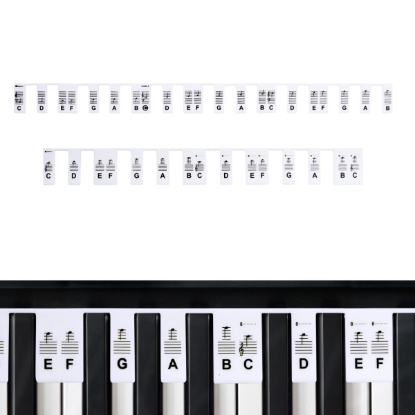 Aftagelige klaver- og keyboardetiketter 61 tangenter - Perfet Vit