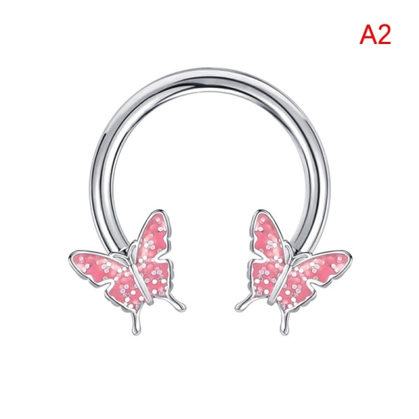 Butterfly Horseshoe Nose Rings Örhängen Septum Ring - Perfet A2