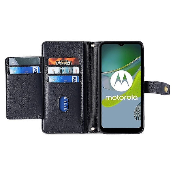 Mobilfodral med blixtlås och kortfack för Motorola Moto G54 5G - Perfekt skyddande fodral med 2 remmar Black