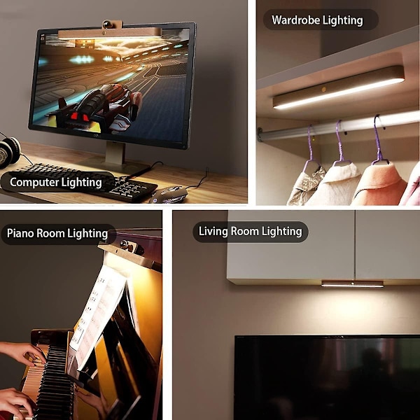 Genopladelig Badeværelsesspejl Lampe, USB Træ Skabslys Touch Dæmpbar Trådløs Badeværelseslys Spejllampe Neutral Hvid Natlampe - Perfekt