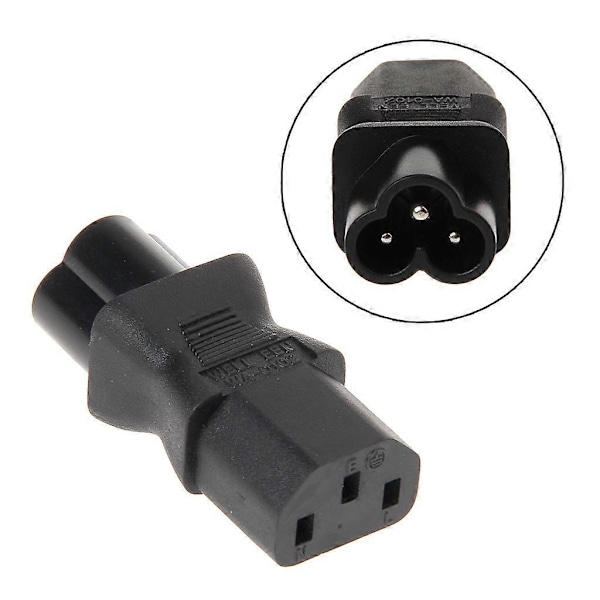 IEC 320 C13 Hona till C6 Hane 3-Pin Klöverblad Kontakt Konverterare AC Strömadapter-Perfet