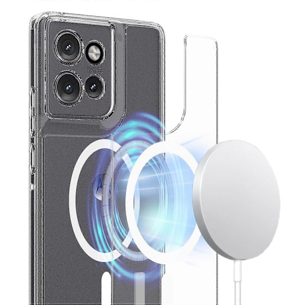 Kompatibel med Motorola Edge 50 Neo 5G Transparent Skal TPU+Akryl Magnetiskt Telefonskal Kompatibelt med MagSafe-Perfekt