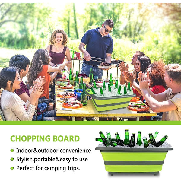 4 i 1 skärbräda och hopfällbar handfat grön - Perfet green
