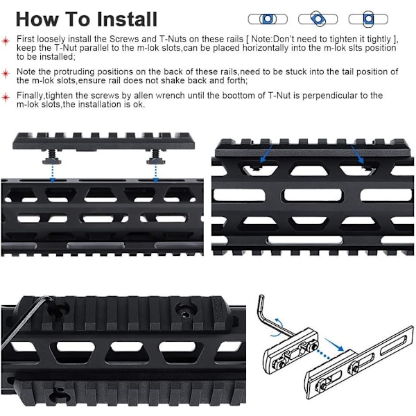 5-pakning Polymer Picatinny Rail, 5 plasser, 7 plasser, 9 plasser, 11 plasser- Perfet