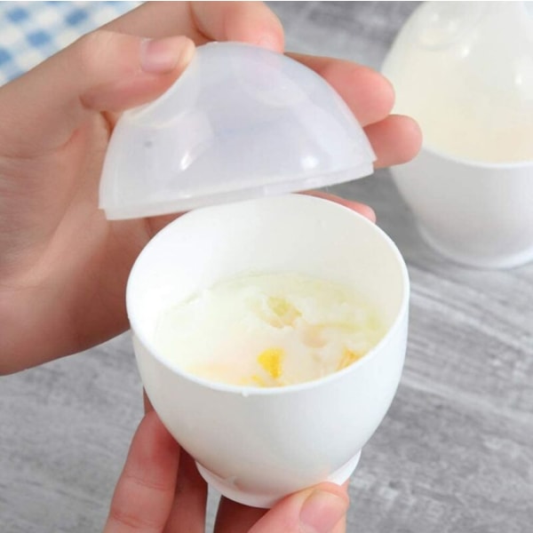 Mikrobølgeovn Eggpanne Mikrobølge Egg Pan Egg Thief Kjøkkenutstyr Eggbeholder 6 stk (hvit） - Perfet