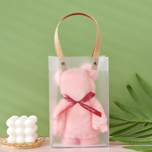 1st Coral Velvet Fleece e Bear Håndkle Tote Bag Lommetørkle Abso - Perfet Pink