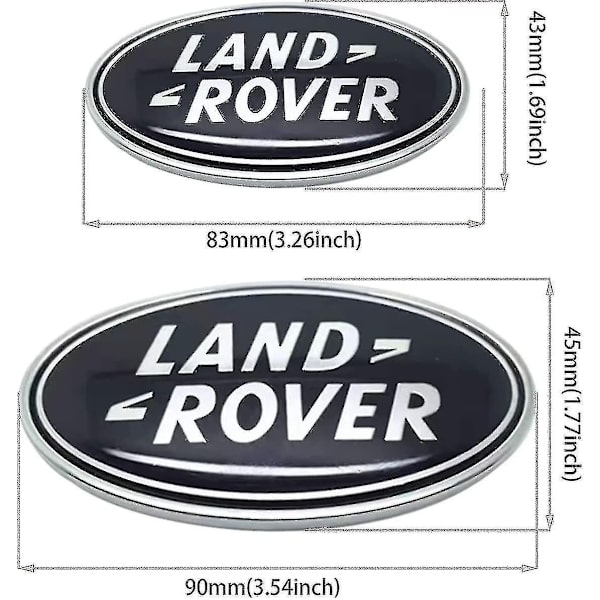 2 stk Passer Land Rover Grill Badge Bagagerum Oval Badge Sticker, Passer Land Rover Range Rover Badge Navneskilt (sort)-Perfet
