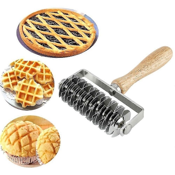 2024 Ny Rustfri Stål Dejgitter Top Cookie Pie Pizza Brød Pastry Crust Roller Cutter - Perfekt